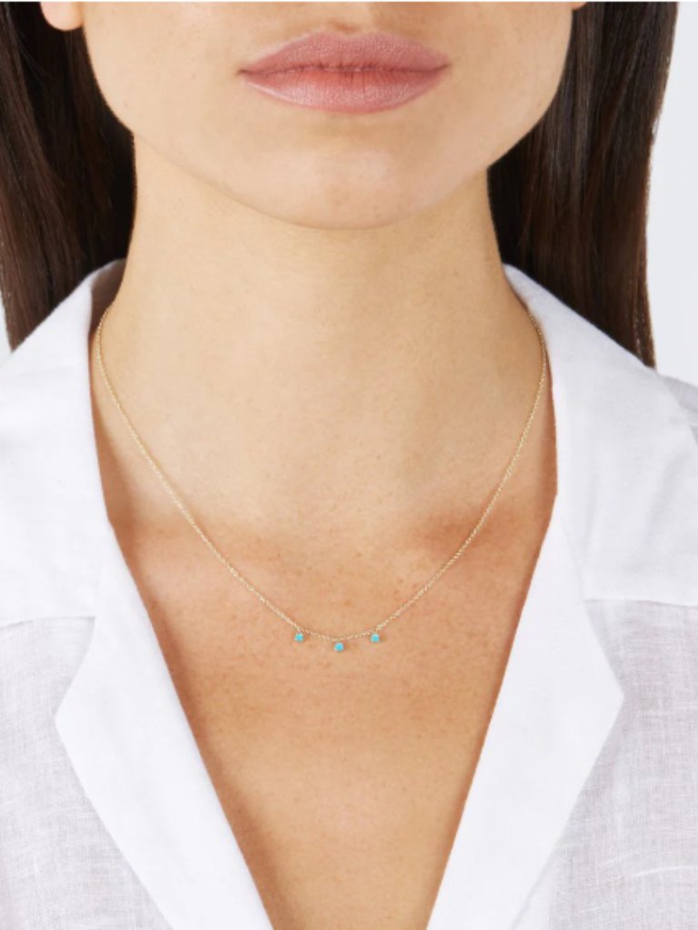 Jennifer Meyer 3 Mini Turquoise Bezel Dangle Necklace Aso Meghan Markle